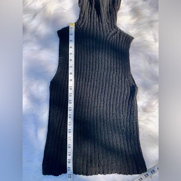 Vintage 90s J. CREW Cable Knit Black Turtleneck Sleeveless Sweater Blouse Small - Picture 12 of 15